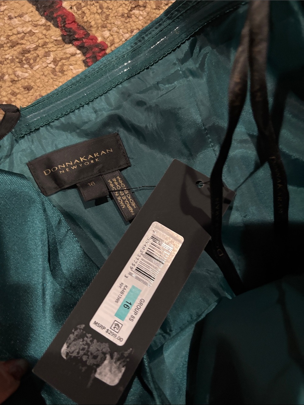 Donna Karan Teal Strapless Evening Gown - Picture 3 of 9